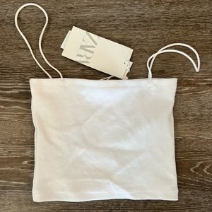 Zara White Ribbed Tank